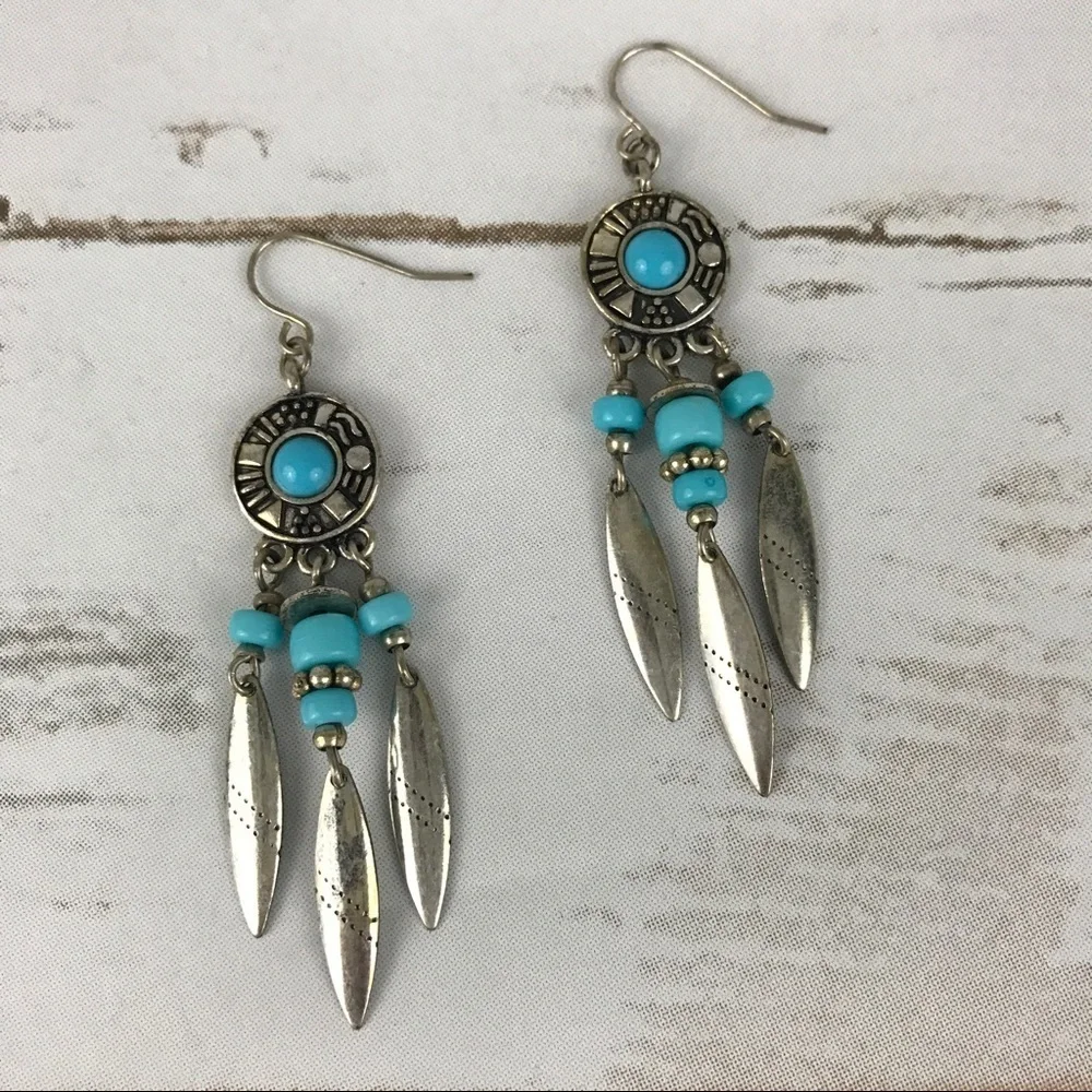 Silver & Blue Dangle Earrings